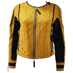 Dries Van Noten Camel and Black Cotton Quilted Cropped Jacket