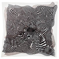 Hermes Black & White Onde de Chic Carre Plisse 90cm Silk Pleated Scarf with Box