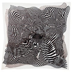 Hermès Black & White Onde de Chic Carre Plisse 90cm Silk Pleated Scarf with Box