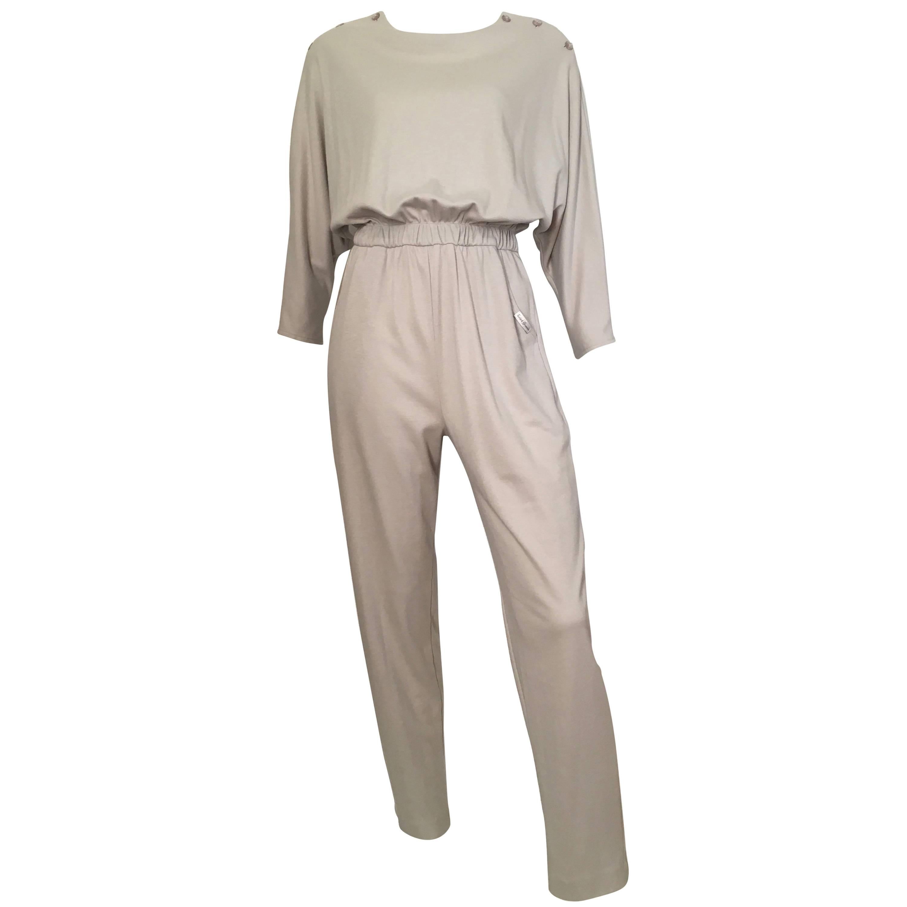 Jean St. Germain 1980s Cotton Grey Jumpsuit with Pockets Size 4 / 6.  For Sale