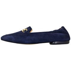 Gucci Navy Suede Horsebit Loafers Size 37C New