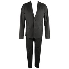 HELMUT LANG 38 Charcoal Cotton Layered Vest Jacket Suit