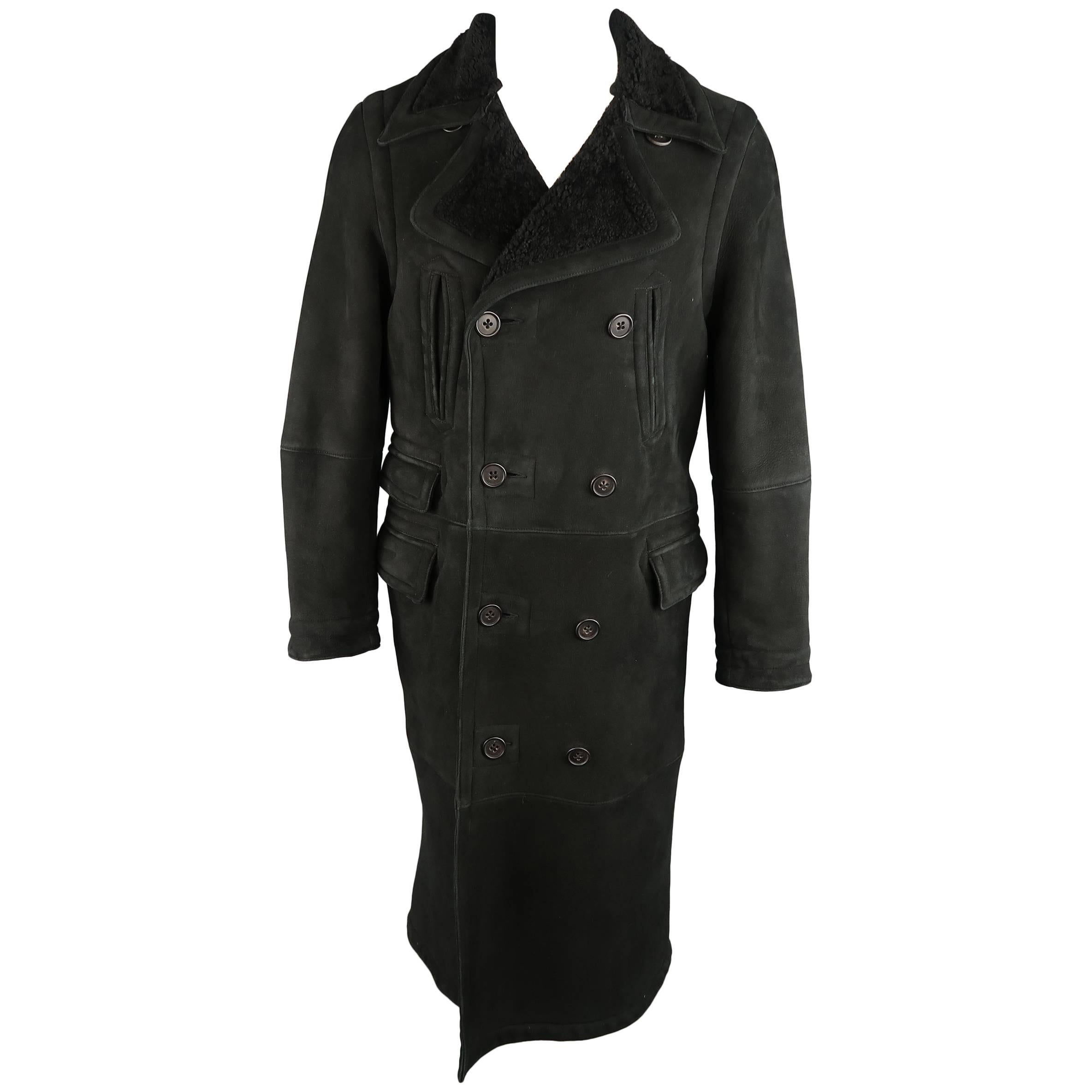 Ralph Lauren Polo Men's Black Shearling Double Breasted Pea Coat at 1stDibs  | mens ralph lauren pea coat, double breasted peacoat mens, ralph lauren  double breasted coat