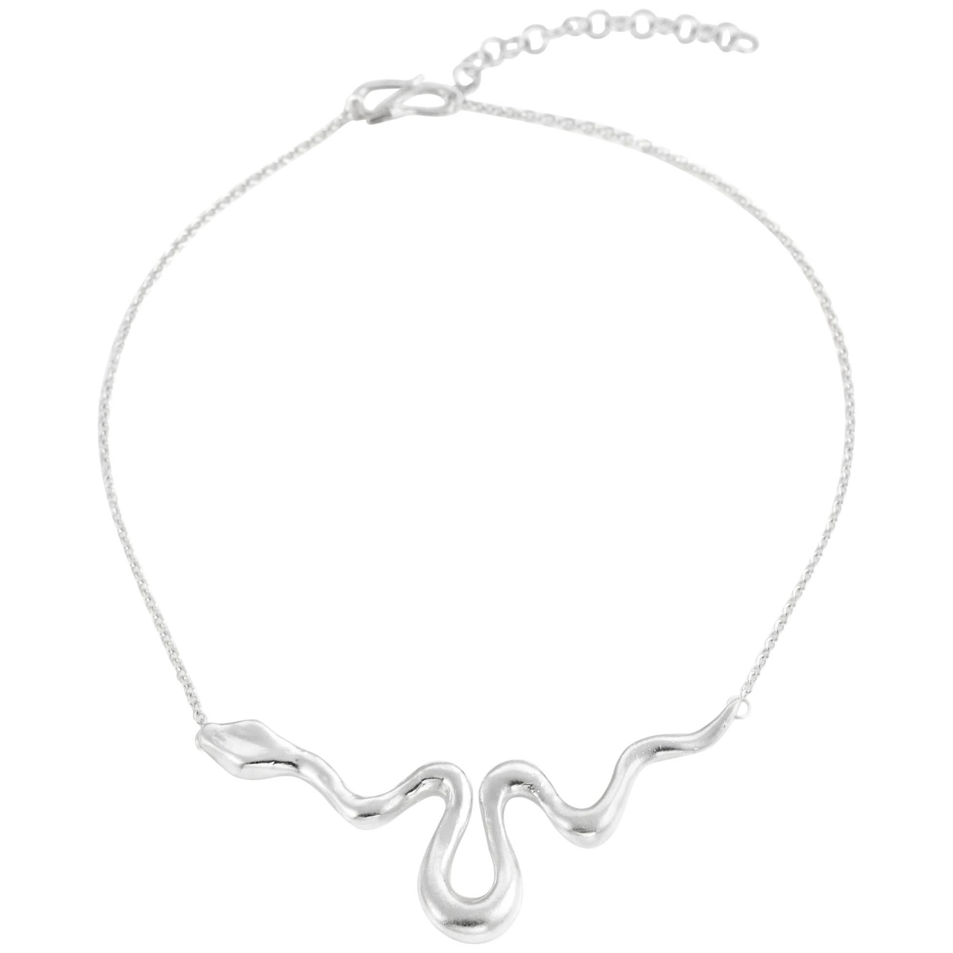 Giulia Barela 925 Silver Ribbon Necklace  For Sale