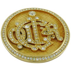 Christian Dior Vintage Diamante Logo Brooch