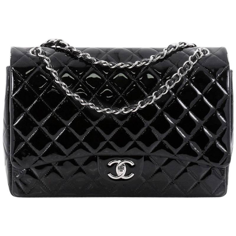 Chanel Classic Double Flap Bag Quilted Patent Maxi