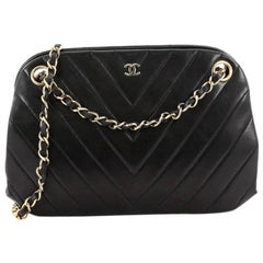 Chanel Vintage Chain Frame Bag Chevron Leather Small