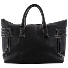 Bottega Veneta Weekender Bag Leather with Intrecciato Detail Large