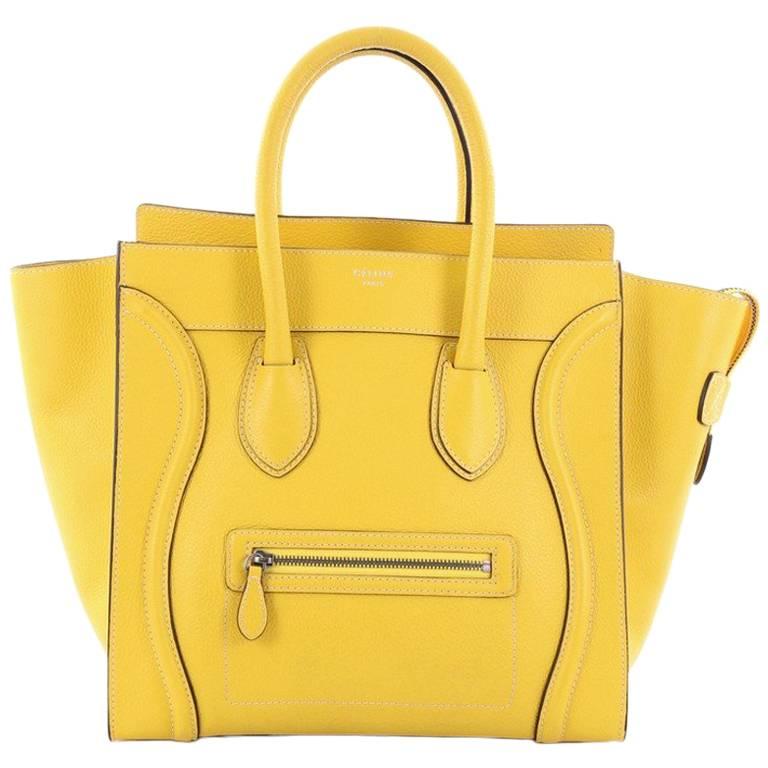 Celine Luggage Handbag Grainy Leather Mini