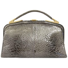 1990s Olive Green Crocodile Leather Handbag