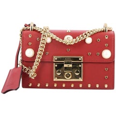 Gucci Pearly Padlock Shoulder Bag Studded Leather Small