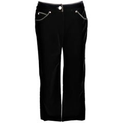 VALENTINO Size 6 Black Velvet Silk Piping Straight Leg Jeans