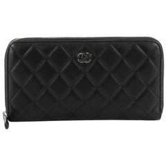 Chanel Zip Around Wallet Quilted Lambskin Long