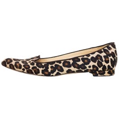 Manolo Blahnik Leopard Ponyhair Loafers Sz 38 with DB