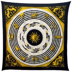 Hermes Black & Gold Dies et Hore Plisse Pleated Scarf with Box