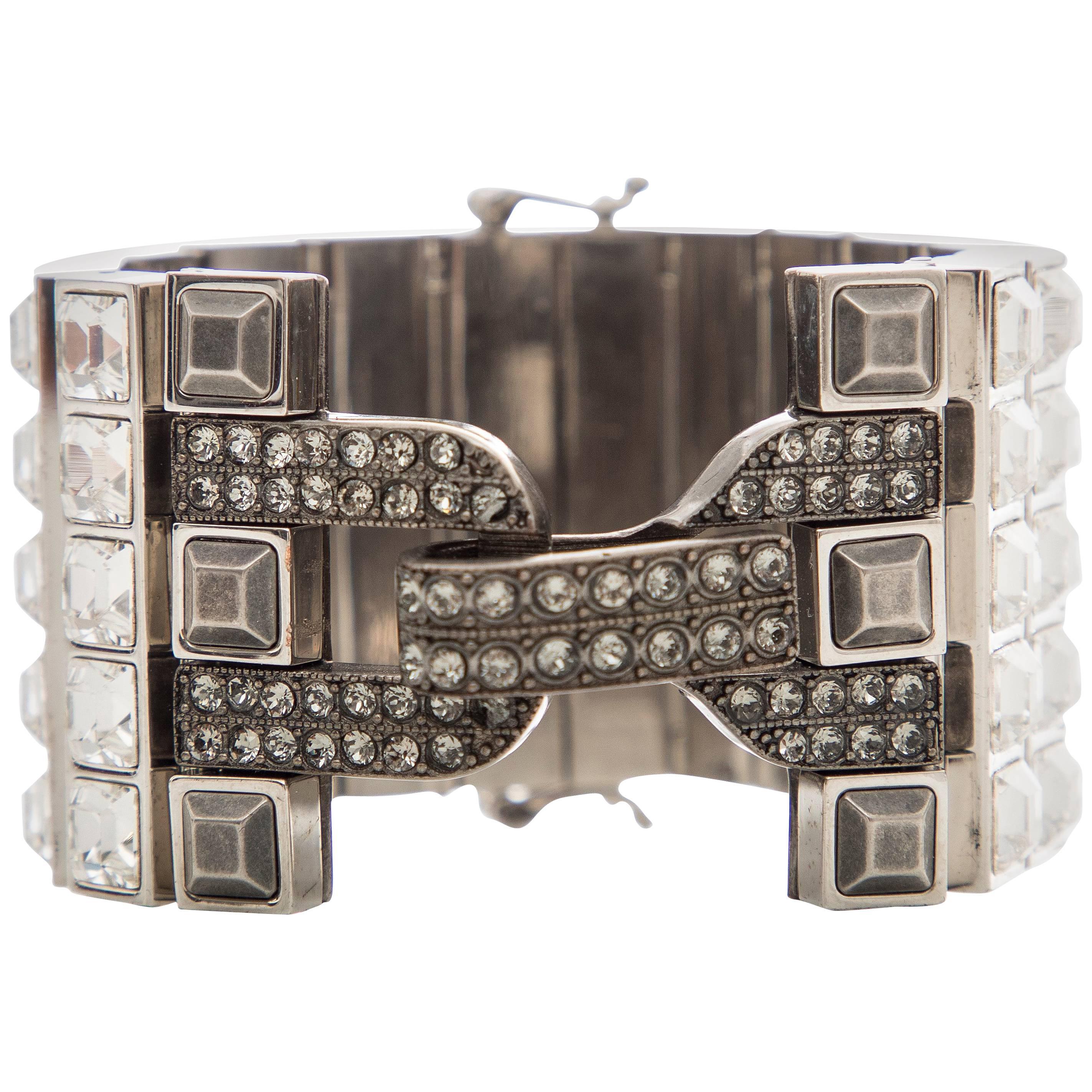 Alber Elbaz for Lanvin Faceted Crystal & Antique Stud Bracelet, Spring 2016 For Sale