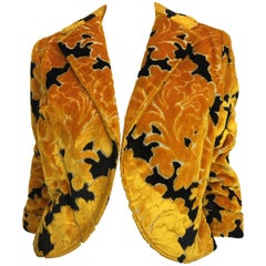 Rudi Gernreich Yellow and Black Velvet Brocade Cropped Jacket, 1960s