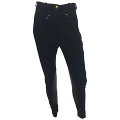 1970s Hermes Black Wool Riding Pants