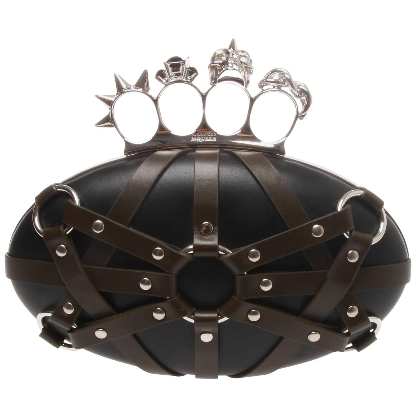 Alexander McQueen Harnessed Leather Skull Box Clutch