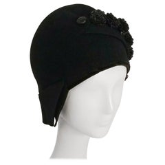 1920s Black Cloche Hat