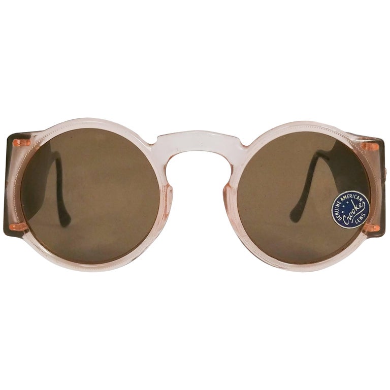 1930s Light Pink Round Celluloid Sunglasses