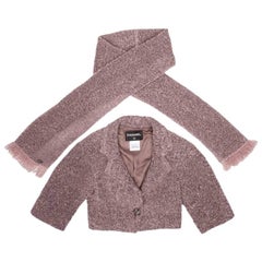 CHANEL Short Jacket in Rosewood Mohair with its Scarf Size 34 FR