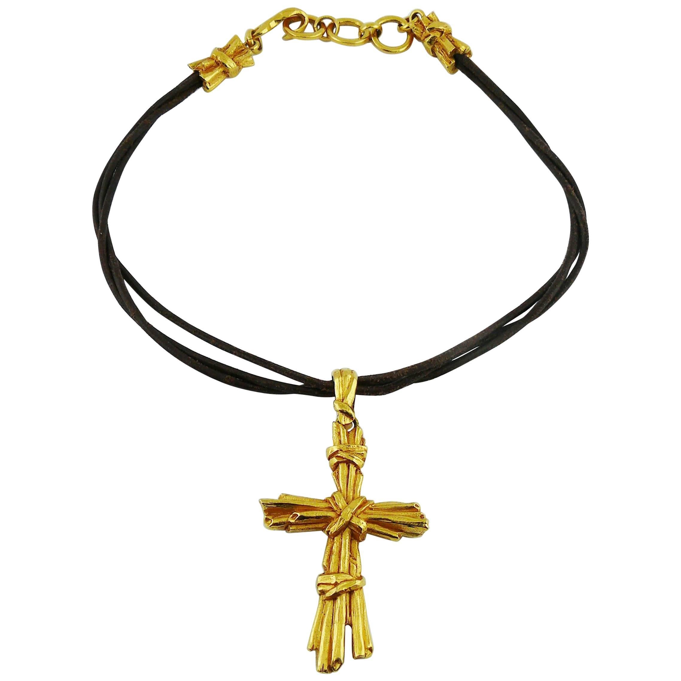 Christian Lacroix Vintage Cross Pendant Necklace