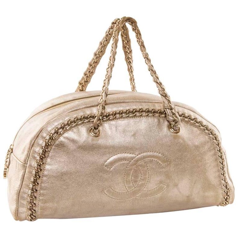 CHANEL Bowling Bag in Gilded Distressed Leather at 1stDibs distressed