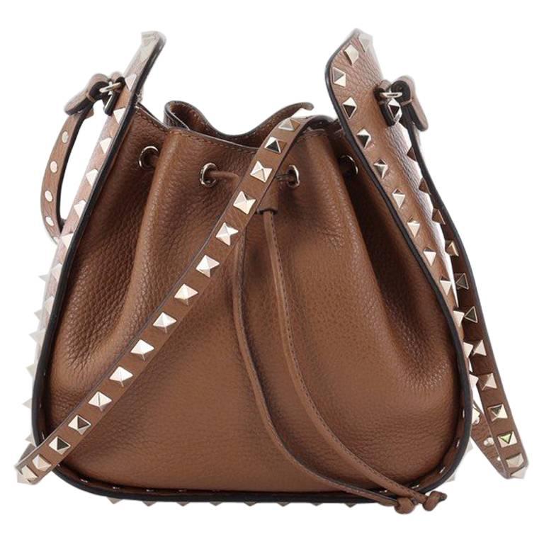 Valentino Rockstud Drawstring Bucket Bag Leather Small at 1stDibs