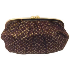 Louis Vuitton Limited Edition Monogram Aumoniere Satin Brown & Gold Bag