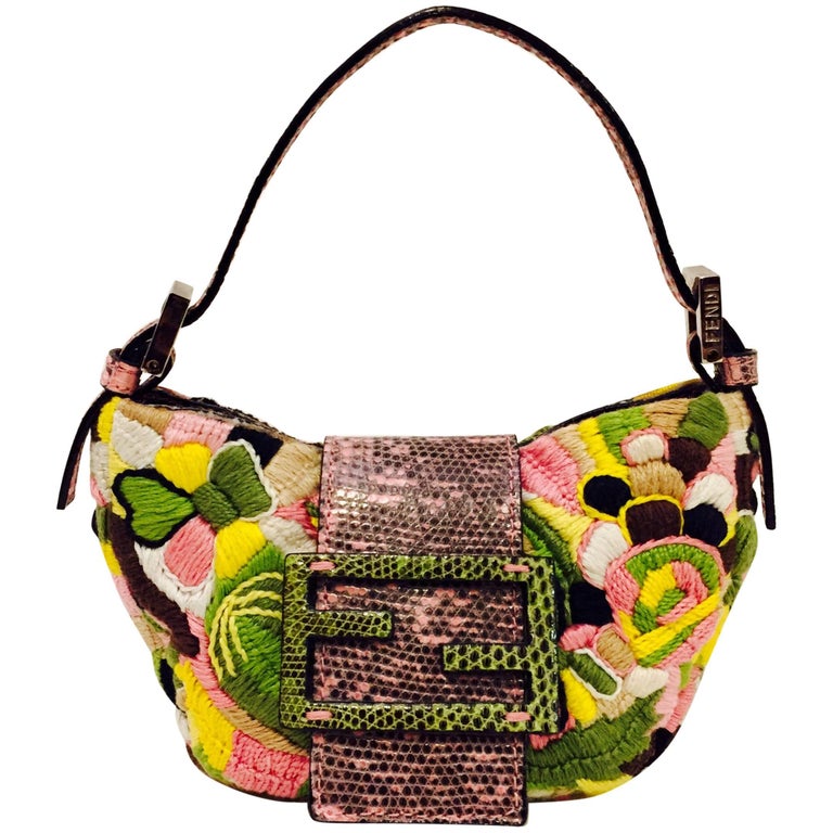 Fun Fendi Floral Mini Croissant Bag with and Green Flap at 1stDibs | pink and fendi bag, croissant lizard, fendi floral bag