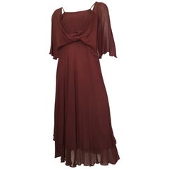 rusty brown dress Vintage Albert Nipon 1980s Rusty Brown Flowing Dress Size 4.