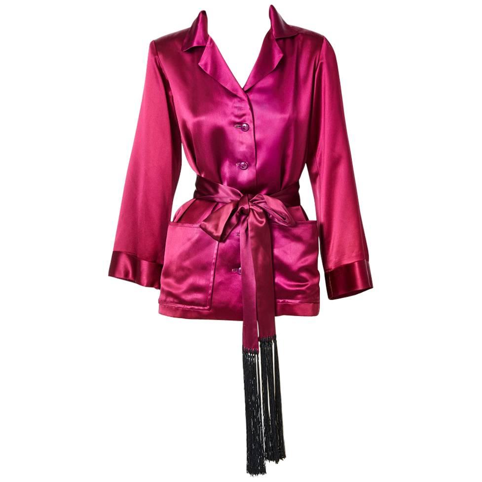 Yves Saint Laurent Satin "Smoking Jacket"