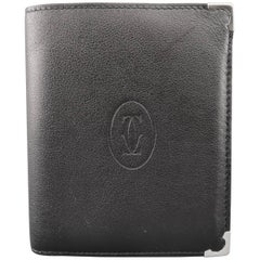 Retro CARTIER Black Leather Embossed Bifild Wallet