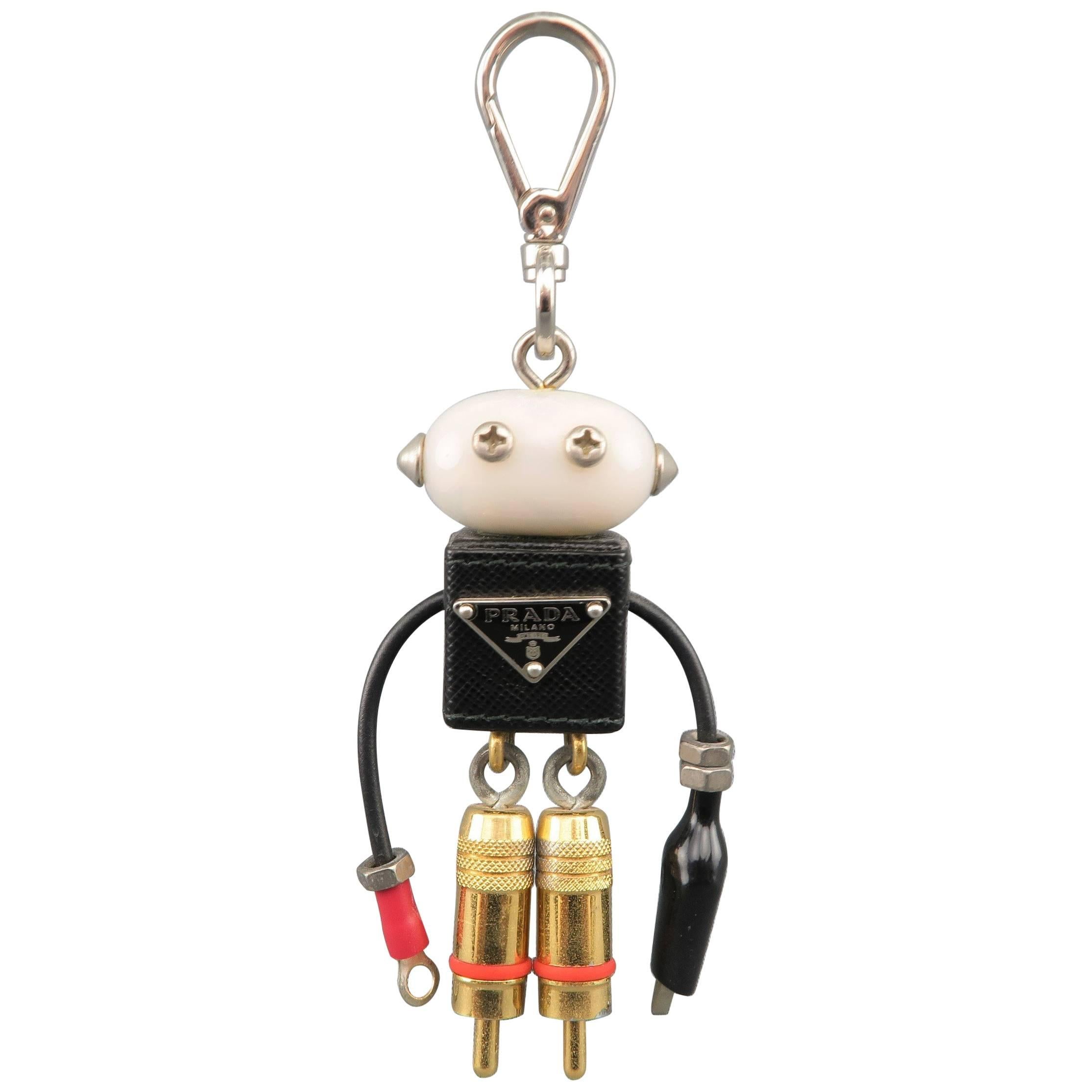 PRADA Mixed Metals Enamel Plaque Robot Wallace Keychain at 1stDibs | prada  robot keychain