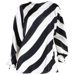 Vintage 1980
s Krizia Striped Silk Blouse