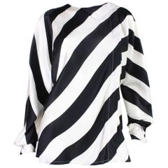 1980's Krizia Striped Silk Blouse