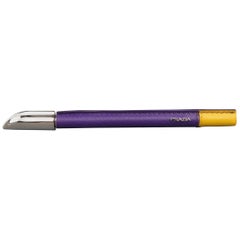 PRADA Purple & Yellow Textured Leather Silver Cap Pen