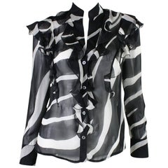 Valentino Silk Chiffon Ruffled Blouse