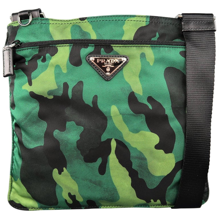 PRADA Green Distressed Camouflage Nylon Tessuto Crossbody Bag at 1stDibs | prada  camouflage bag