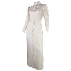1970's Lanvin Gown with Button Front & Exaggerated Sleeves