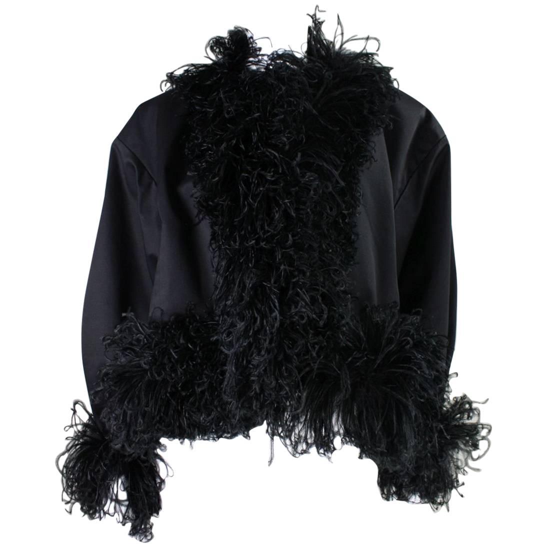 1980's Yves Saint Laurent Jacket with Ostrich Feather Trim