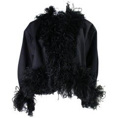 Retro 1980's Yves Saint Laurent Jacket with Ostrich Feather Trim