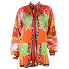 Vintage 1990's Men's Versace Silk Blouse with Miami Print