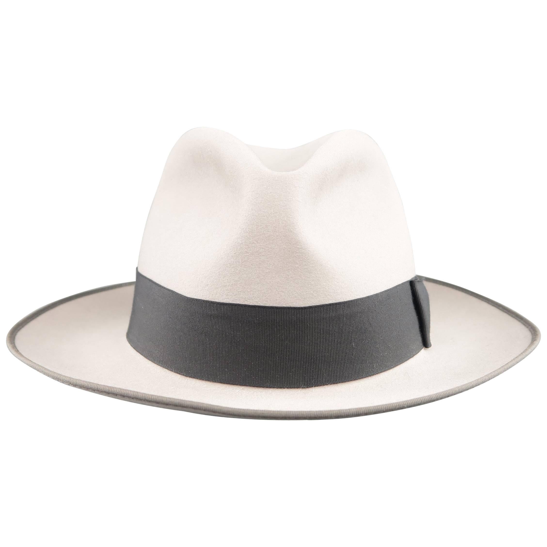 OPTIMO for WILKES BASHFORD Size 7 3/8 Light Gray Felt Fedora Hat With Box