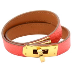 Hermes Kelly Double Tour Red Leather Bracelet