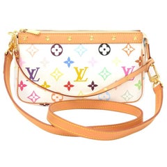 Louis Vuitton Pochette Accessories White Multicolor Canvas Hand Bag Strap