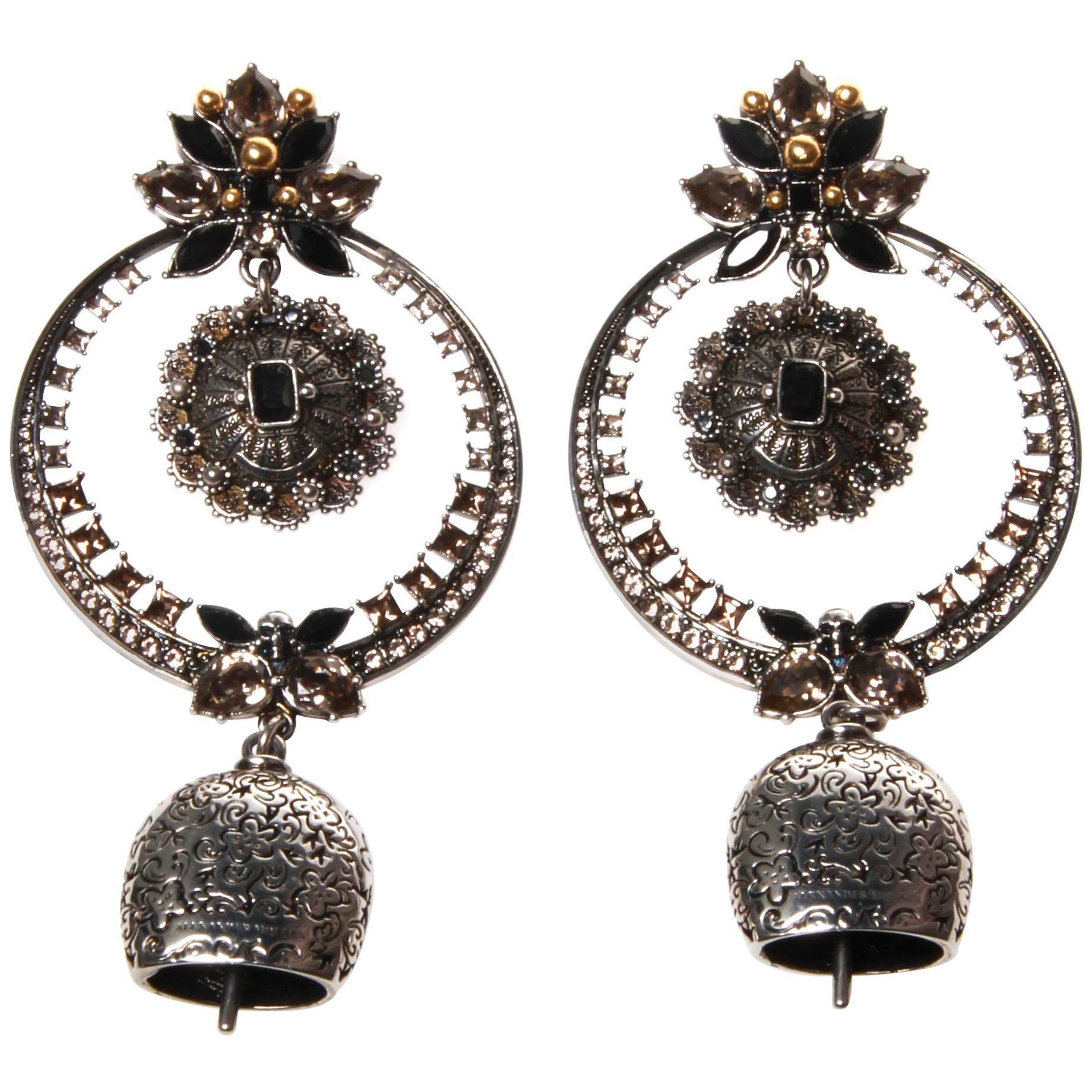Alexander McQueen Bell Crystal Drop Earrings