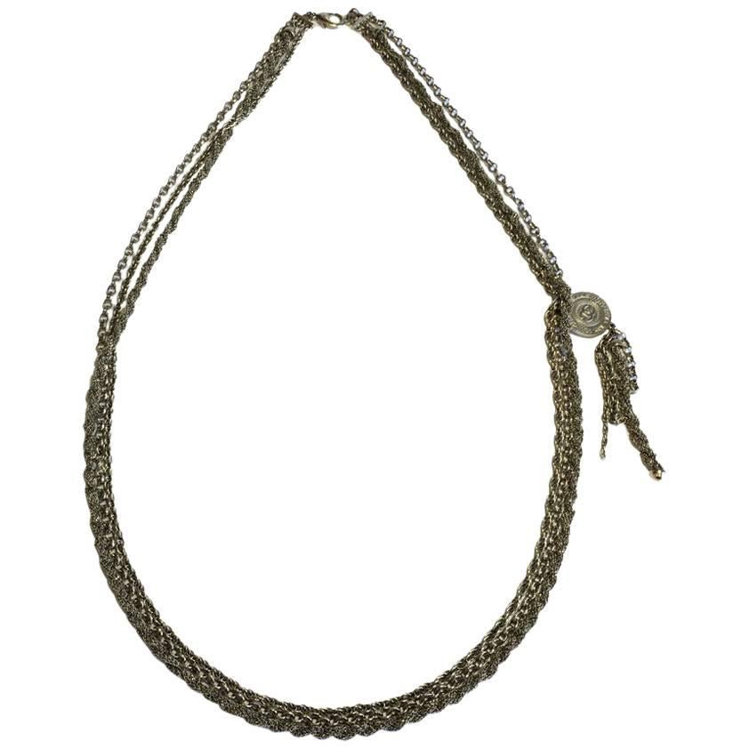 CHANEL 3 Chains Necklace in Gilded Metal