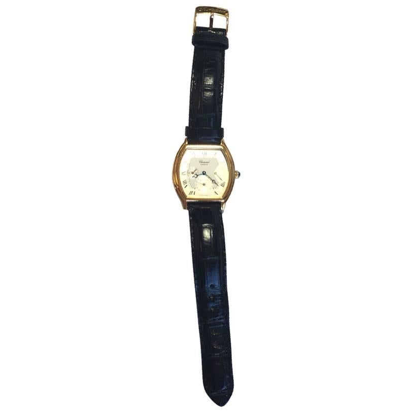 CHOPARD Automatic 'Reserve de Marche' Watch in Black Leather and Case in Gold